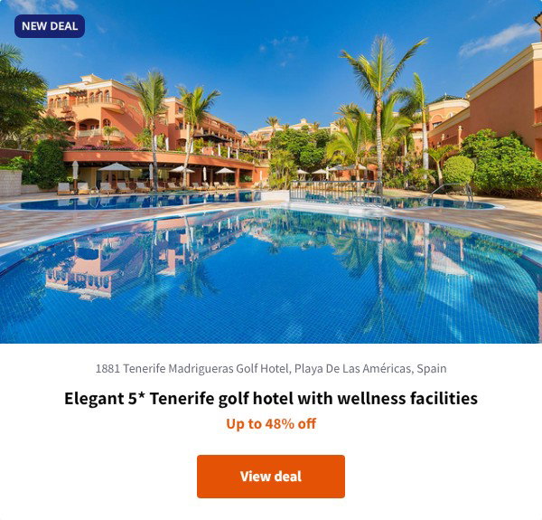 Elegant 5* Tenerife golf hotel with wellness facilities