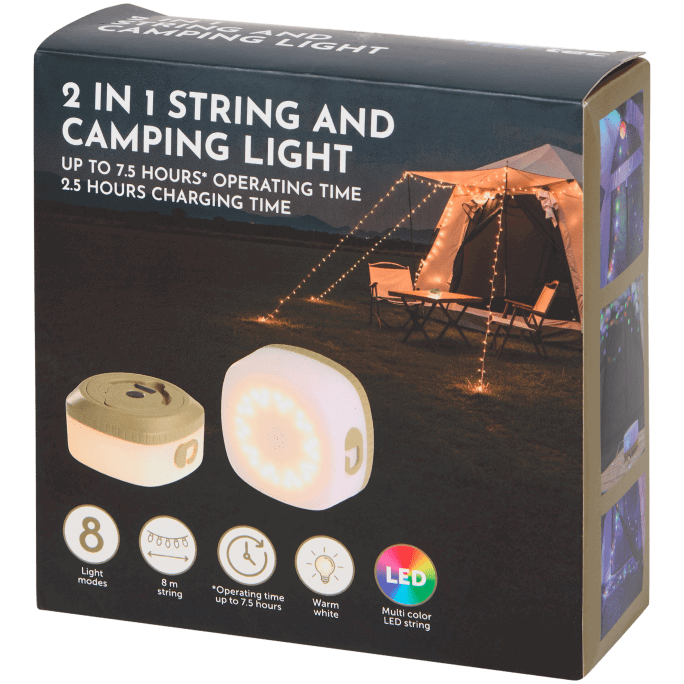 Froyak 2-in-1 campinglamp en lichtsnoer