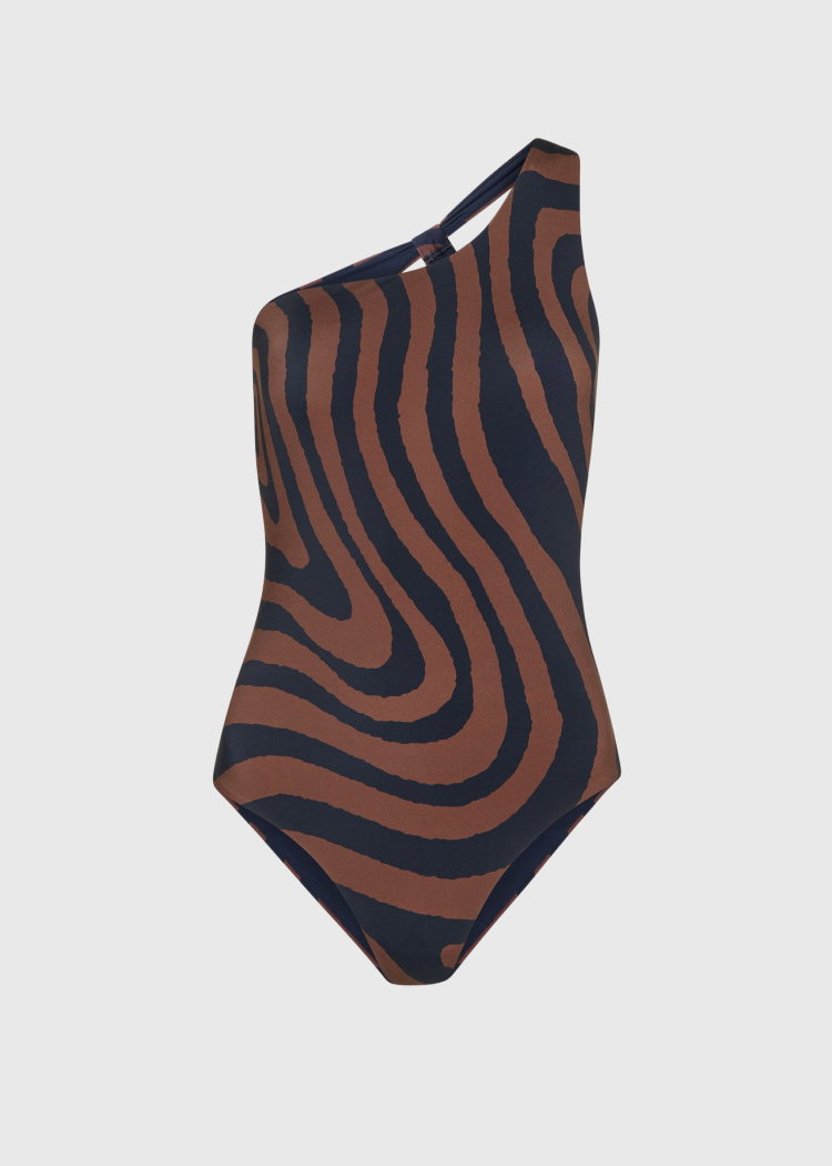 Navy Swirl Print Swimsuit