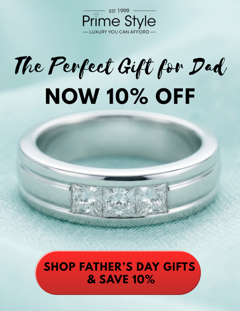 0.90 CT Princess Cut Lab Grown Diamonds - Mens Wedding Bands