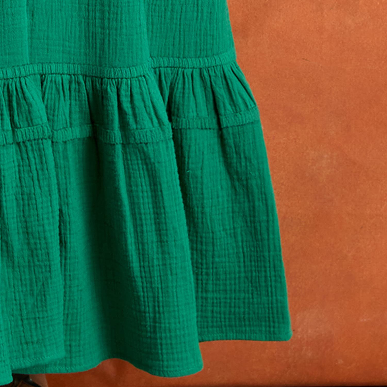 Green Cheesecloth V Neck Maxi Dress