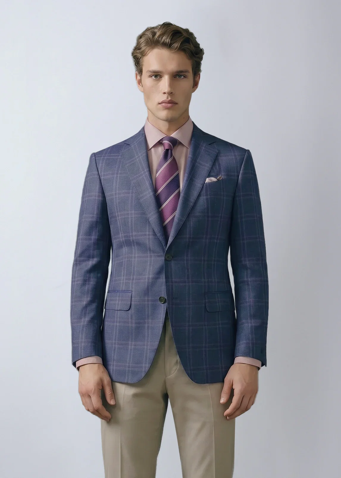 Image of Navy with Lavender Windowpane Check Sport Coat
