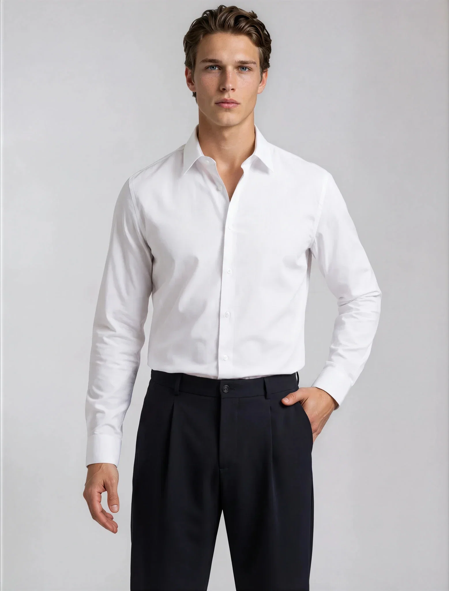 Image of Classic White Twill Made in USA Dress Shirt