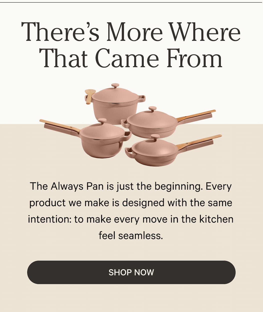 There’s More Where That Came From | The Always Pan is just the beginning. Every product we make is designed with the same intention: to make every move in the kitchen feel seamless. | Shop Now