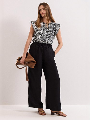 Beth Printed Trim Detail Top