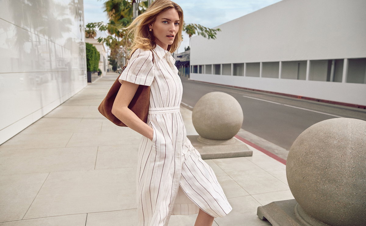 Marielle White Stripe Shirt Dress