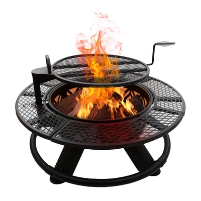 Red Mountain Valley 47in. 2-in-1 Outdoor Wood-Burning Fire Pit with Adjustable Cooking Grill, Model# 2A-OC139