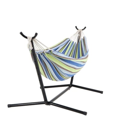 Bliss Hammocks Double Hammock with Built-In Stand, 400-Lb. Capacity, Garden Stripe, Model# BHST401-GS