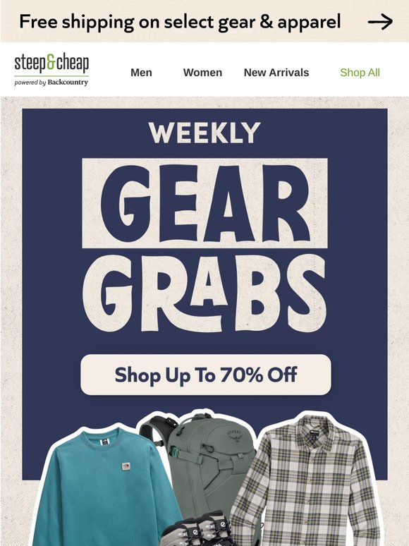 🔥 70% off weekly Gear Grabs