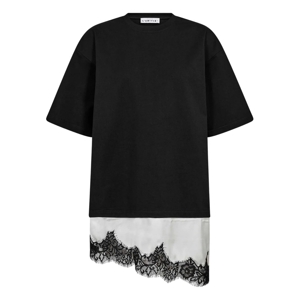Image of Loose Mix Lingerie Tee - Black
