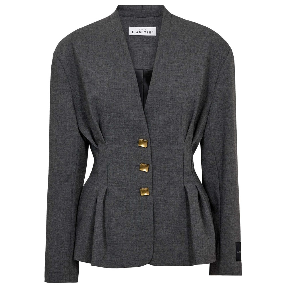 Image of Enna Waist Pleat Blazer - Anthracite