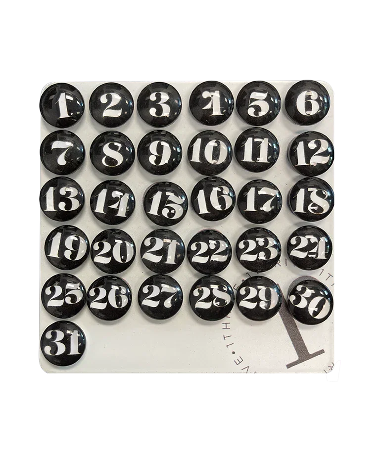 Black Number Glass Magnets