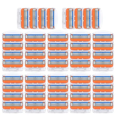 New 48pcs Razor Blade Bald Men Shaving Razors Shaver Blades Refills for Gillette Fusion 5 Orange Gifts for Businessmen