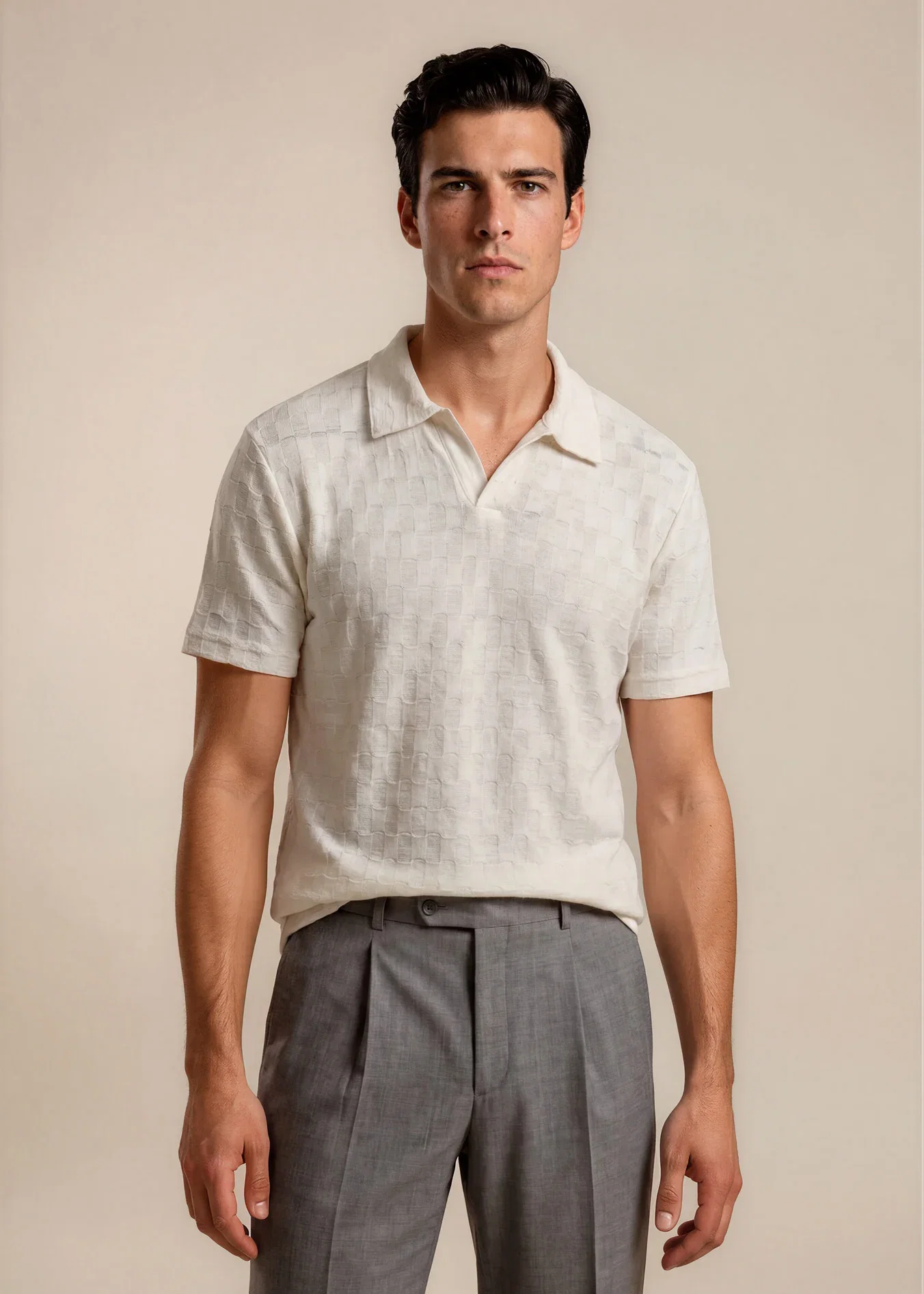 Image of Flax Linen Blend Knit Johnny Collar Polo