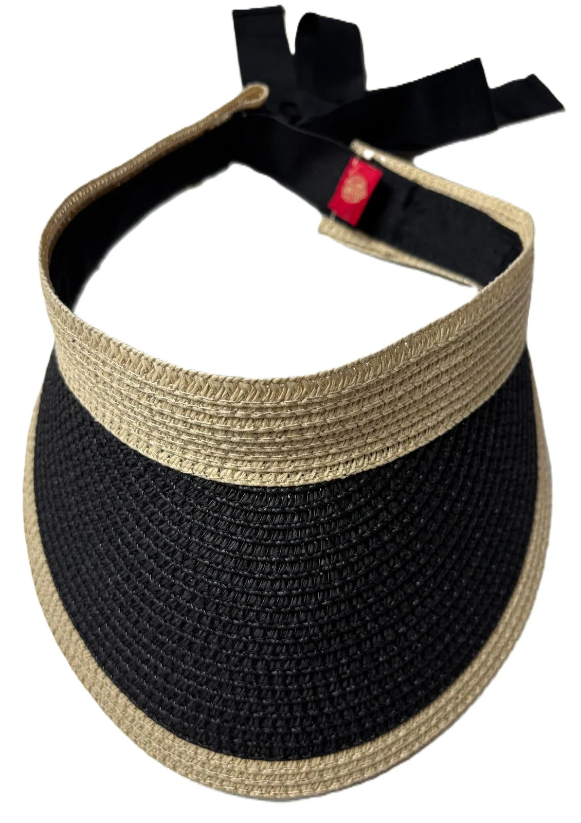 Image of Woven Raffia Visor Natural & Black