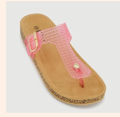Shop Jelly Cut Out Thong Sandals with Buckle Detail