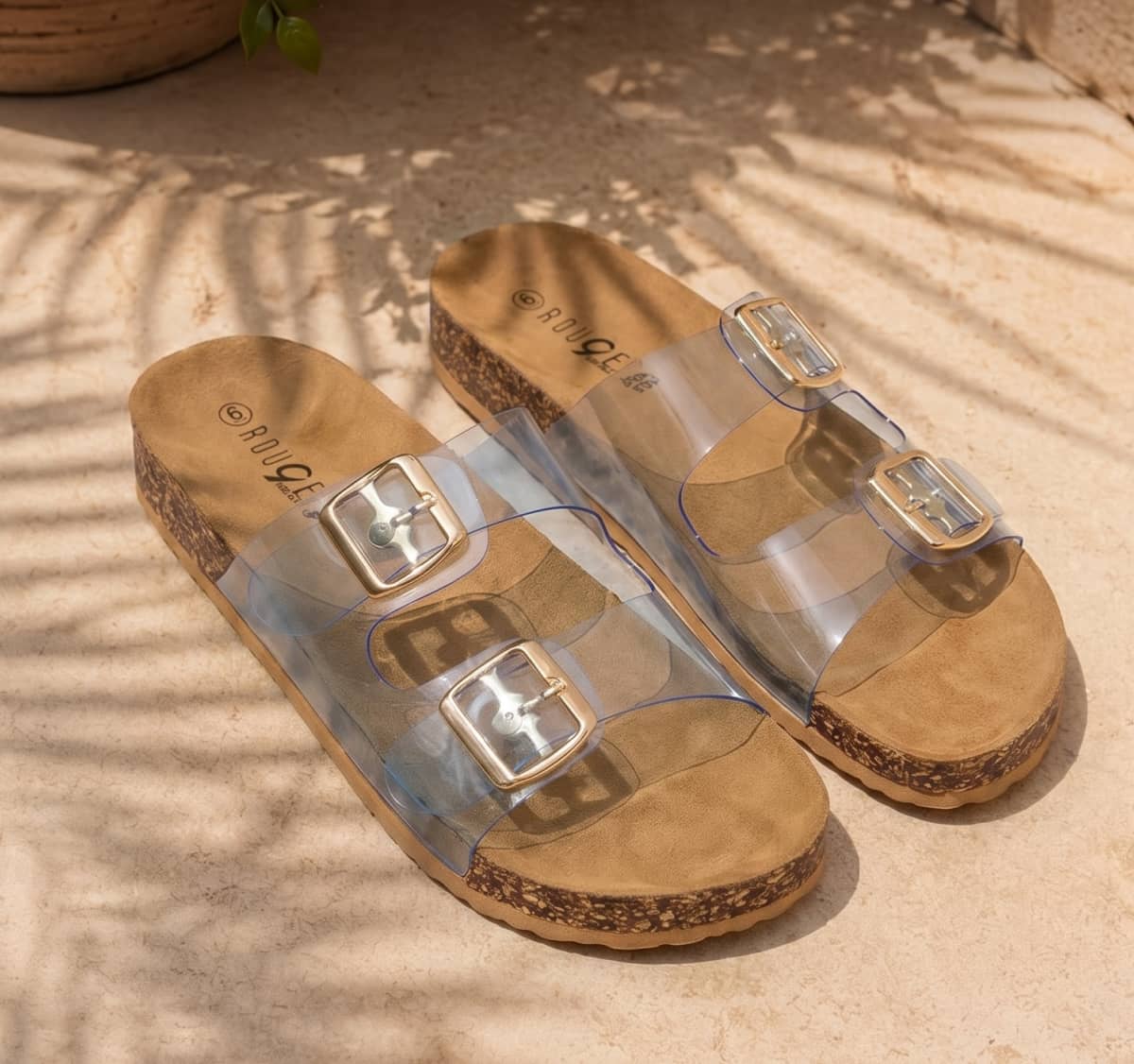 Shop Double Buckle Band Footbed Sandals