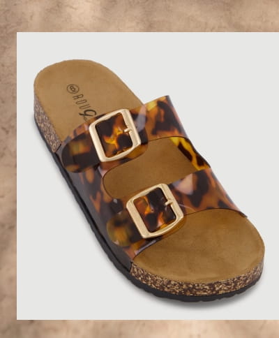 Shop Double Buckle Band Footbed Sandals