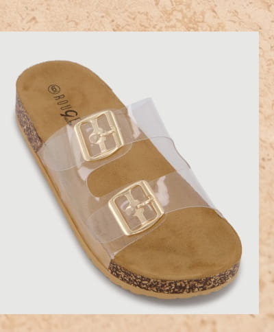 Shop Double Buckle Band Footbed Sandals
