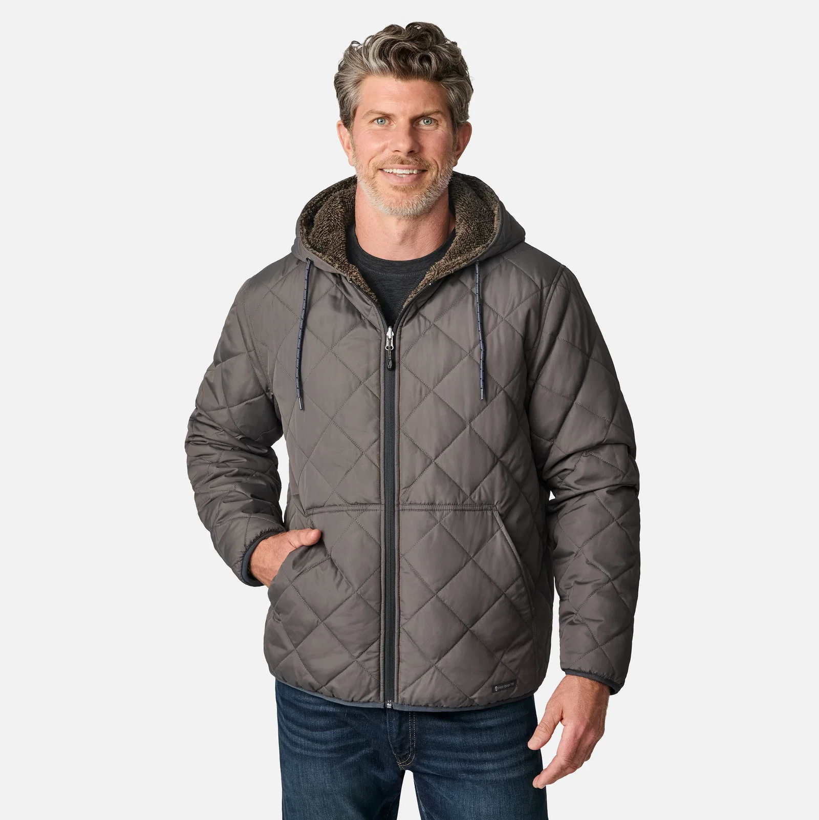 Image of Men's Atlas Hooded Quilted Reversible Sherpa Jacket