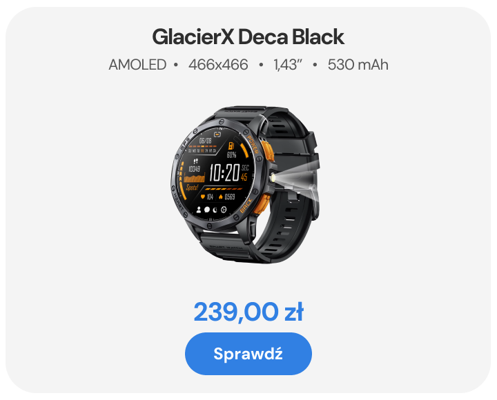 Nowy Smartwatch GlacierX Deca Black GX-DC67
