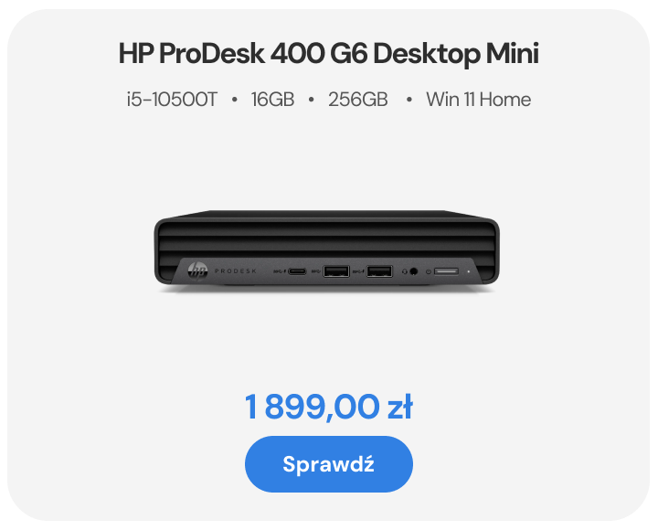 HP ProDesk 400 G6 Desktop Mini i5-10500T 6x2.3GHz 16GB 256GB SSD WIFI Windows 11 Home