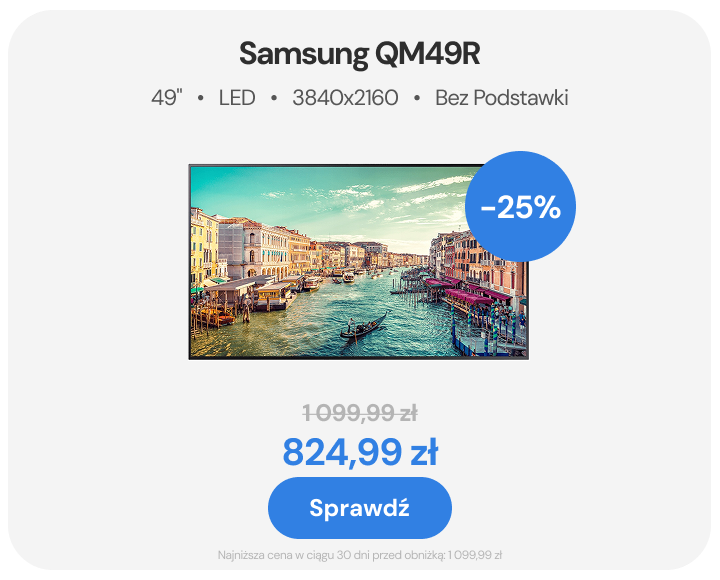 Monitor Samsung QM49R 49“ LED 3840x2160 Czarny Bez Podstawki Klasa A-