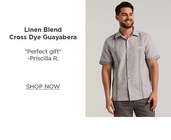 SHOP LINEN BLEND CROSS DYE GUAYABERA