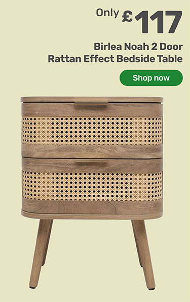 only £117 Birlea noah 2 door rattan effect bedside table - shop now