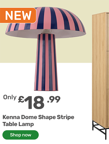 new only £18.99 Kenna dome shape stripe table lamp - shop now