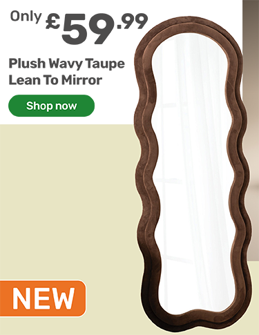 New. Only £59.99 Plush wavy taupe lean to mirror - shop now
