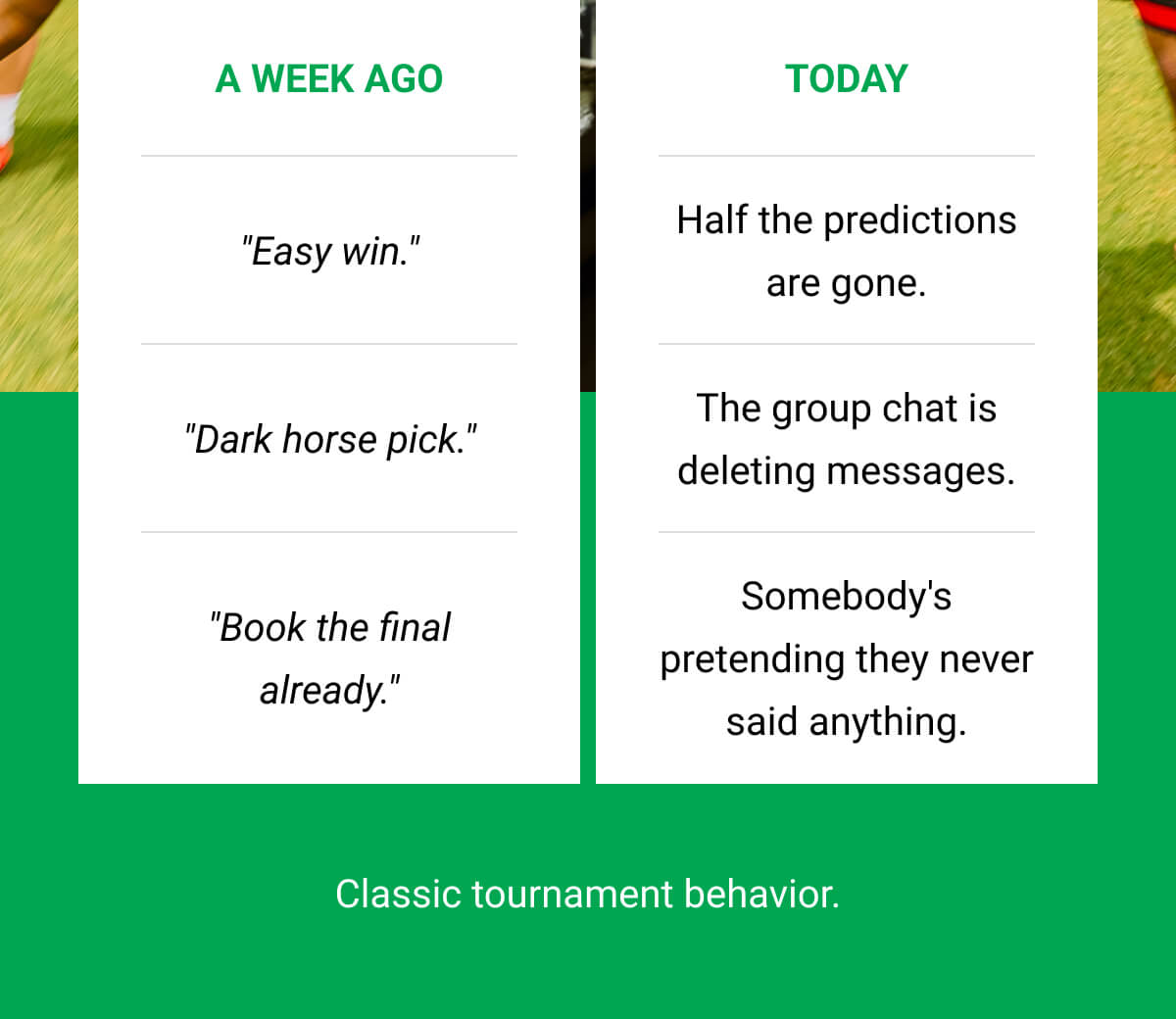 Classic tournament behavior.