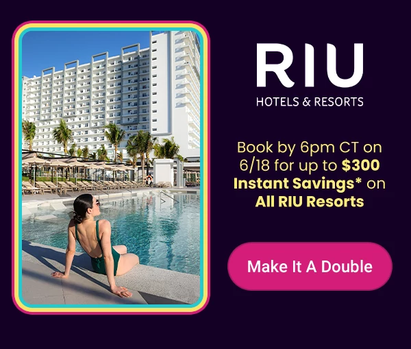 Book by 6pm CT on 6/18 for up to $300 Instant Savings* on All RIU Resorts