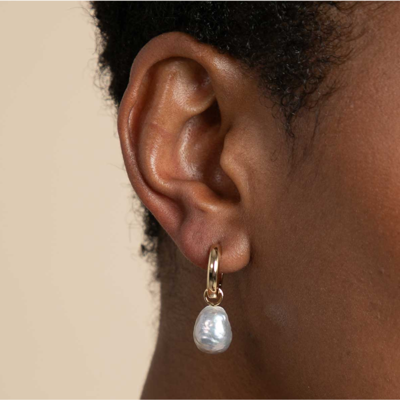 Tranquility Pearl Charm Hoops