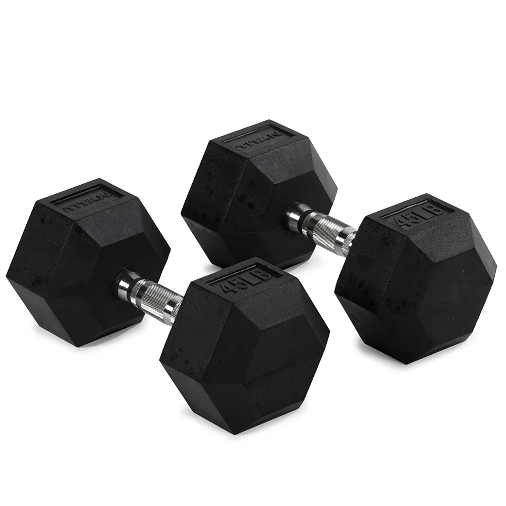Image of 45 LB Rubber Hex Dumbbells