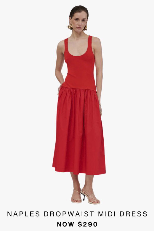 Naples Dropwaist Midi Dress - Red