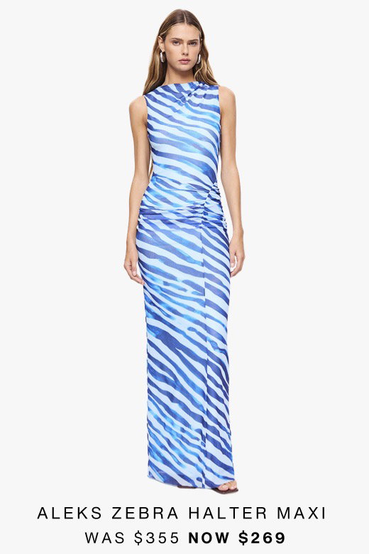 Aleks Zebra Halter Maxi Dress