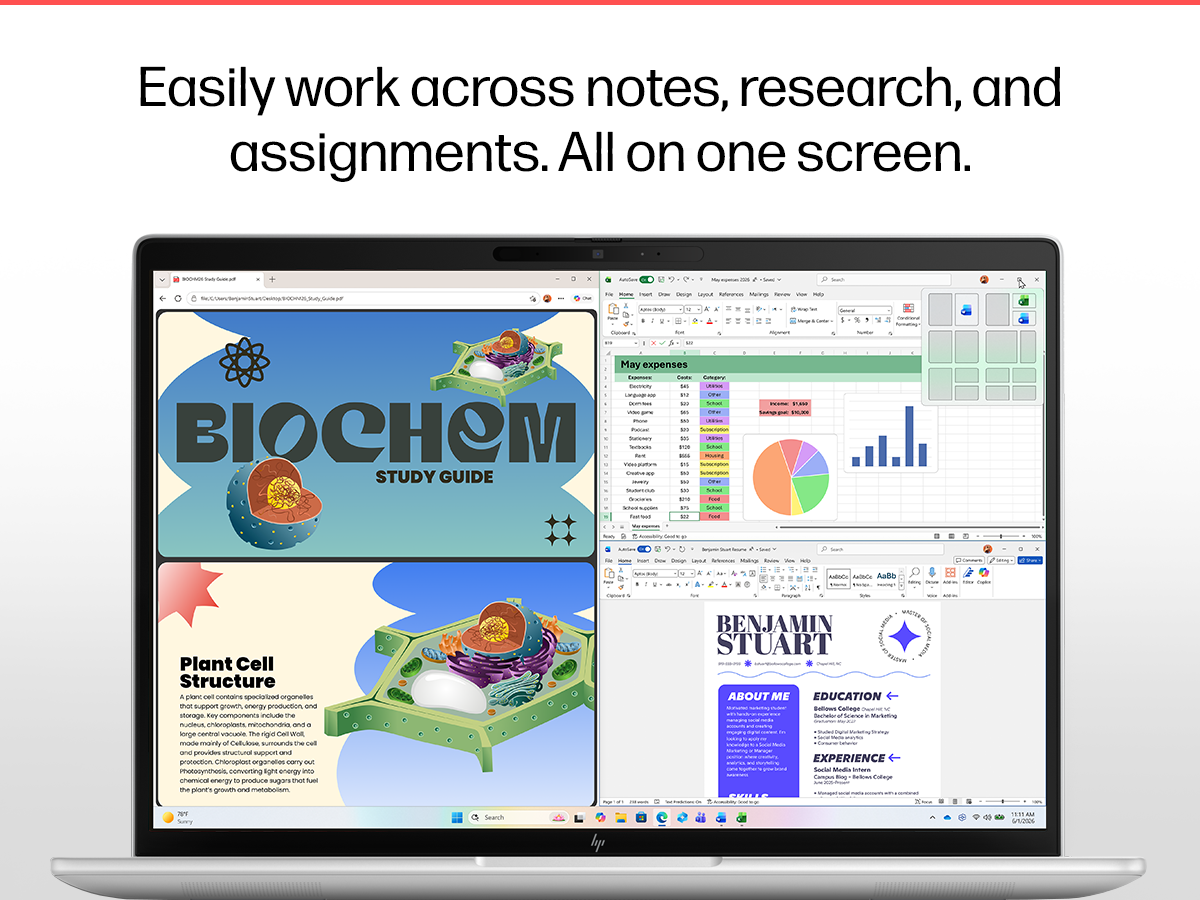 Easily work across notes, research, and assignments. All on one screen.