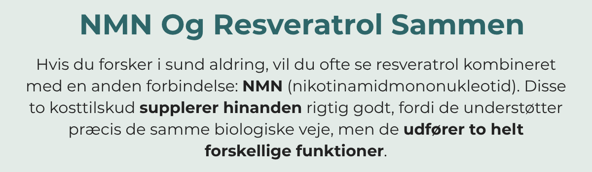 NMN og resveratrol supplerer hinanden rigtig godt, fordi de understøtter de samme signalveje, men udfører to forskellige funktioner