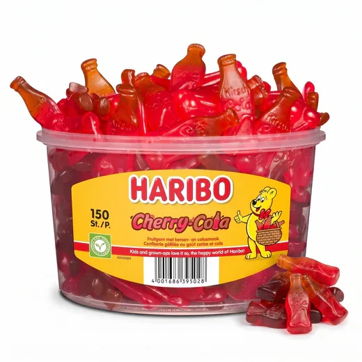 Haribo Silo Kers Cola Flesjes 150 Stuks 1350 Gram