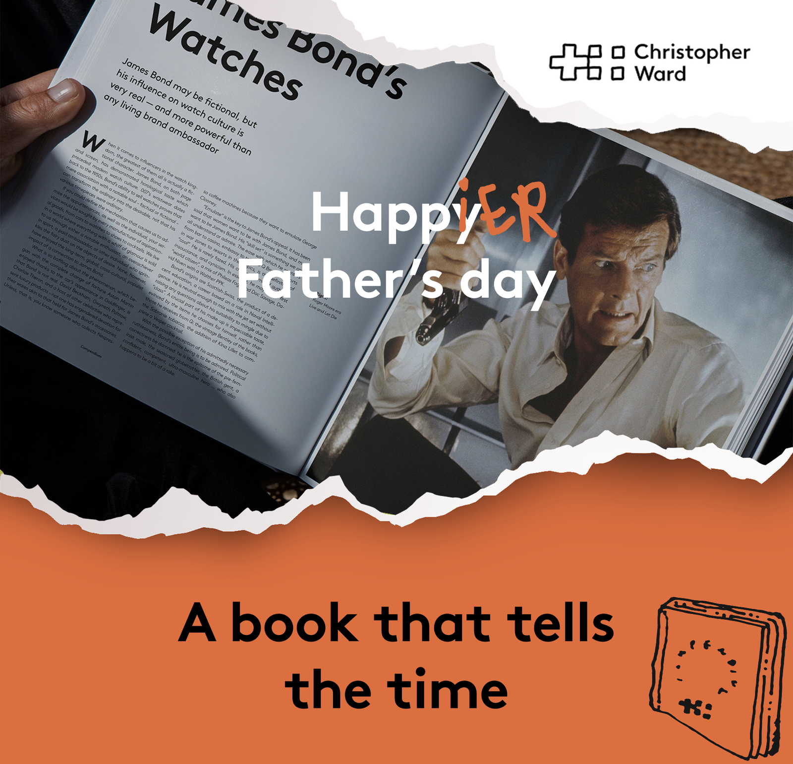 Happier Father's Day. A book that tells time.