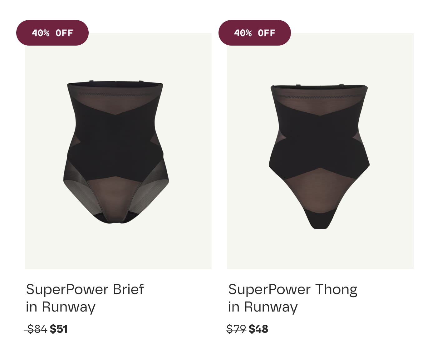 40% OFF | SuperPower Brief in Runway | $51 | 40% OFF | SuperPower Thong in Runway | $48