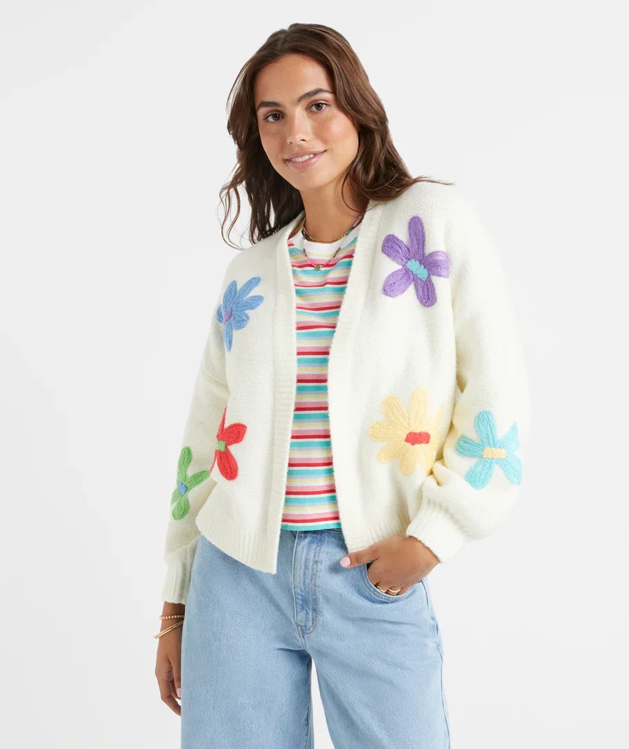 CAROLINE FLORAL KNIT CARDIGAN