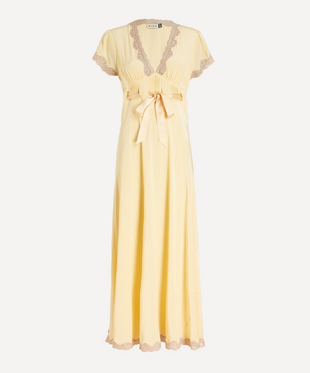 RIXO Marlice Butter Yellow Silk Crepe Dress