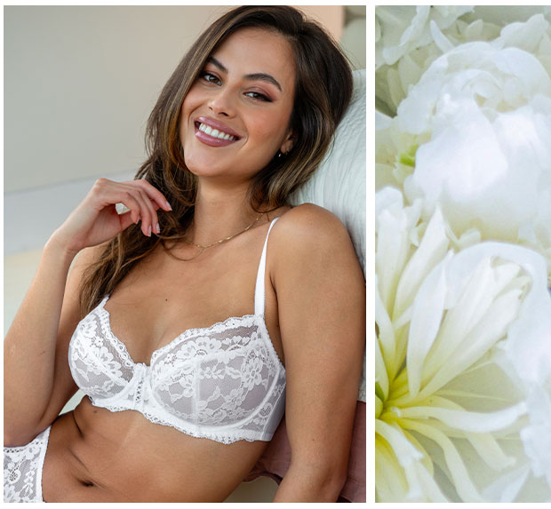 Fleur Non-Padded Underwired Balconette Bra B-G - White