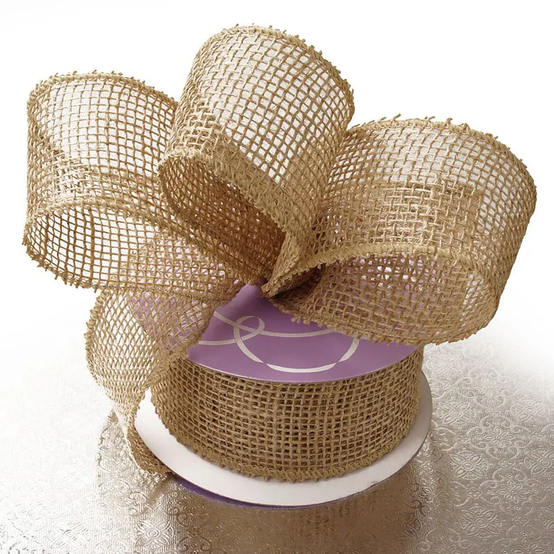 2.5" x 10 yd Natural Burlap Wired Ribbon