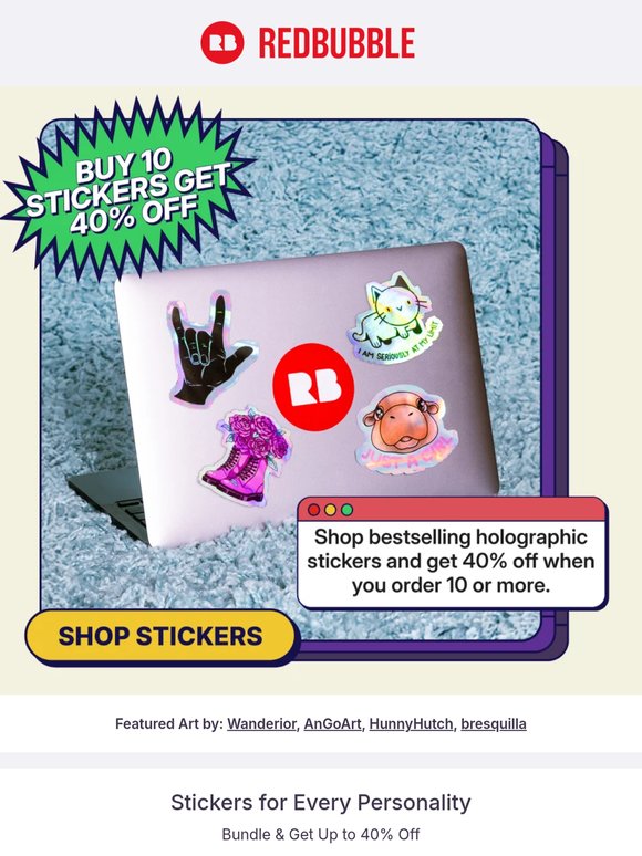 Curate Your Sticker Haul. Get up to 40% Off.