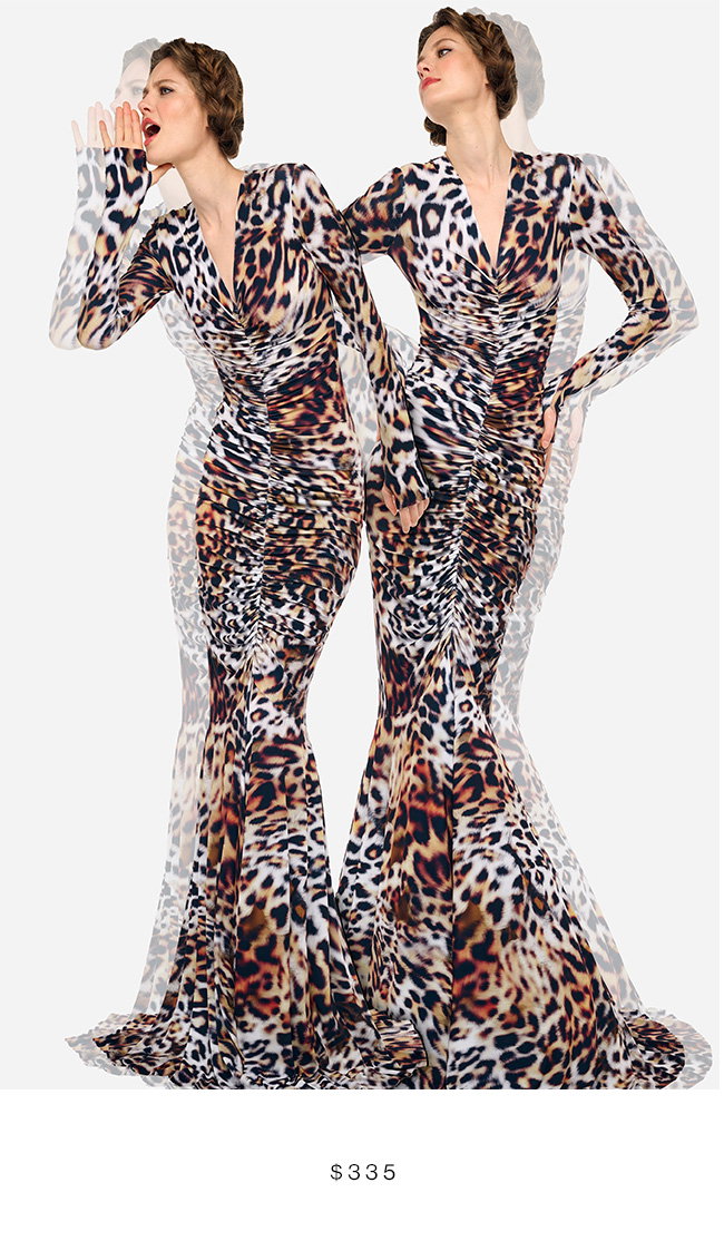 SHIRRED FRONT FISHTAIL GOWN