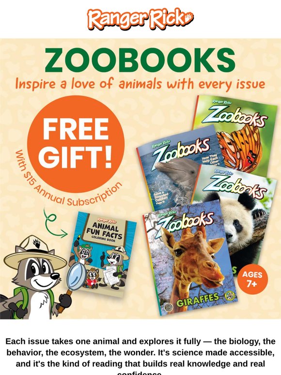 Give Ranger Rick Zoobooks - Just $15/year + FREE gift!