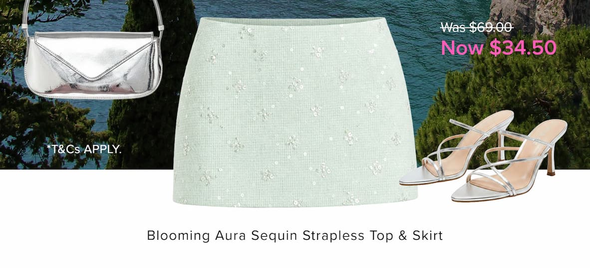 Blooming Aura Sequin Mini Skirt Mint